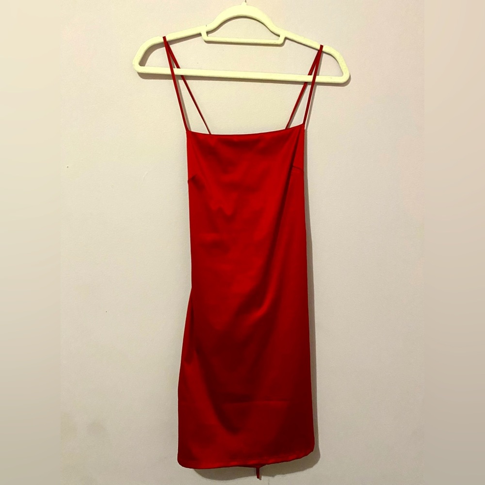 Garage Red silky mid dress